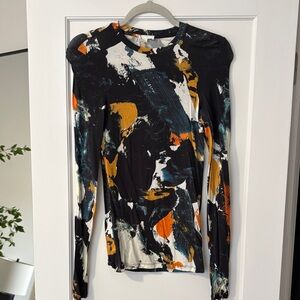 Abstract Print Long Sleeve Top